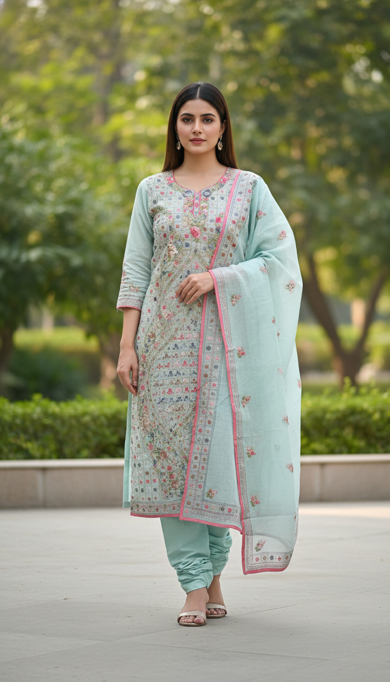 Powder Blue Classic Jaal Kurta Set