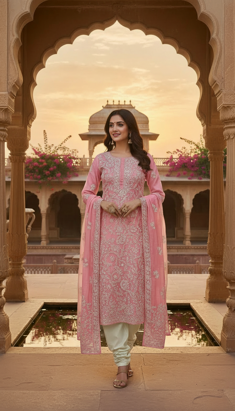 Signature Craft Aari Embroidered Unstitched Suit  (Unstitched)