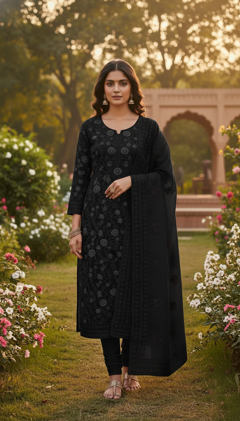 Veda Aari Embroidered Suit Set (Unstitched)