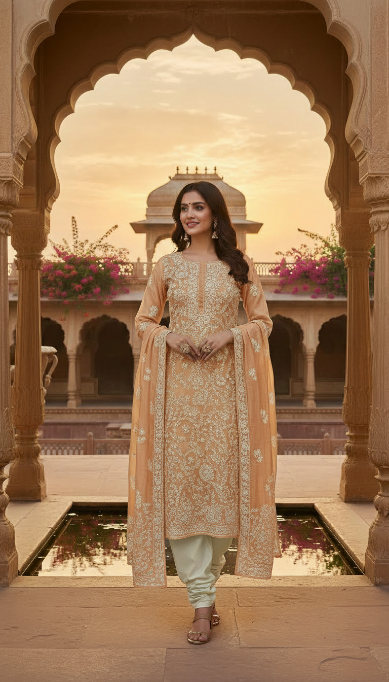 Noor Aari Embroidered Suit Set (Unstitched)
