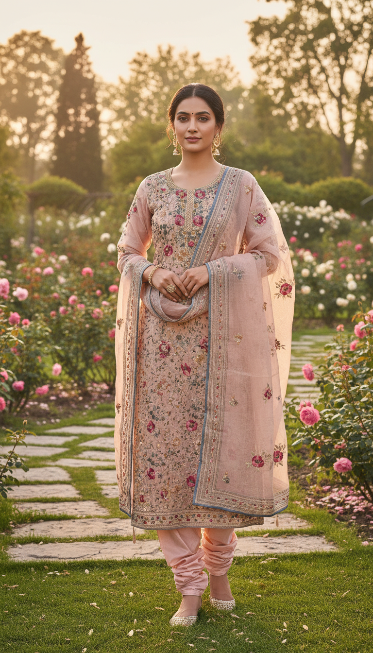 light Beige Bloom Kurta Set