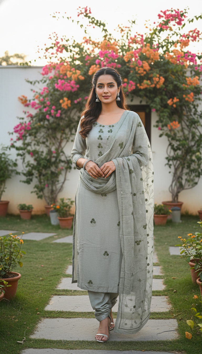 Heritage Buti Embroidered Suit Set (Unstitched)