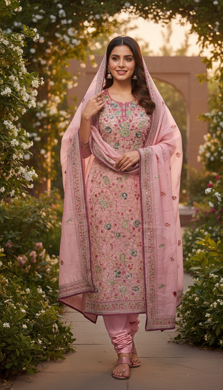 Mauve Meadow Aari Embroidered Suit (Unstitched)