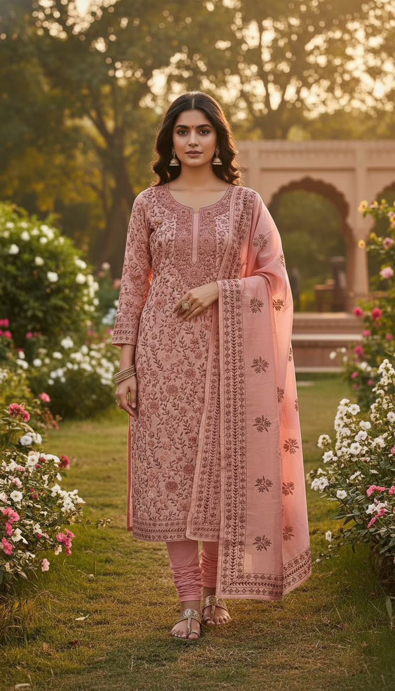 Veda Aari Embroidered Suit Set (Unstitched)