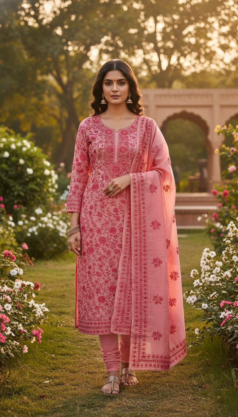 Veda Aari Embroidered Suit Set (Unstitched)