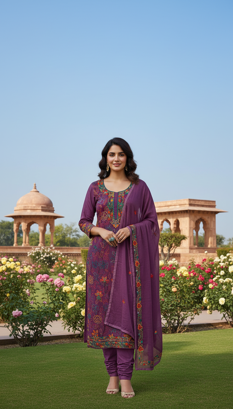 Aura Aari Embroidered Suit Set (Unstitched)
