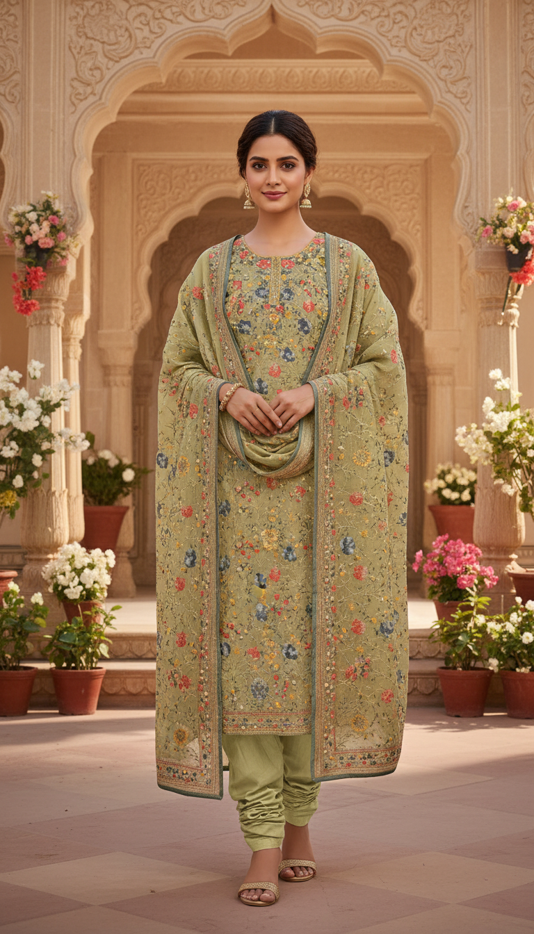 Sage Green Vintage Kurta Set