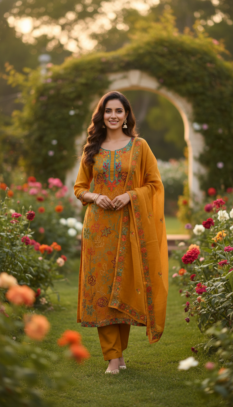Aura Aari Embroidered Suit Set (Unstitched)