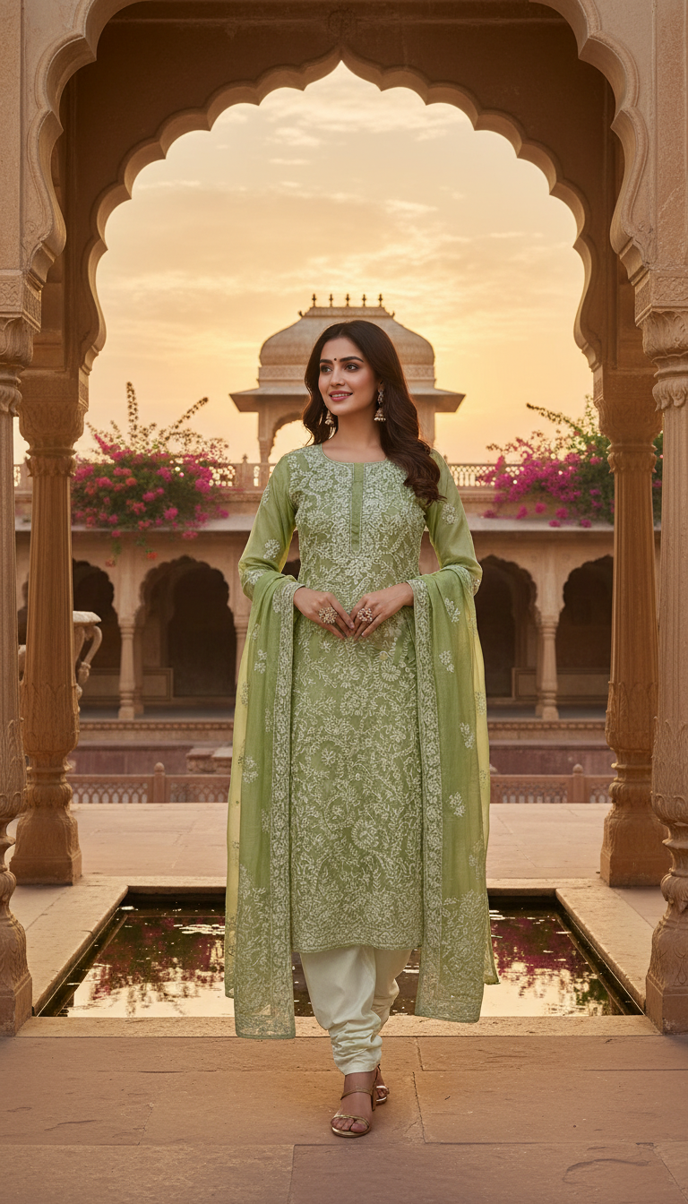 Noor Aari Embroidered Suit Set (Unstitched)