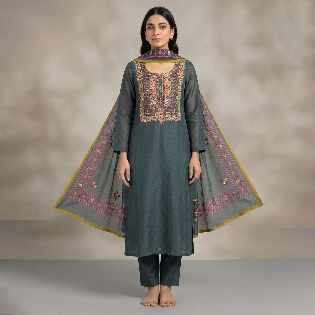 Slate Teal Aari Elegance